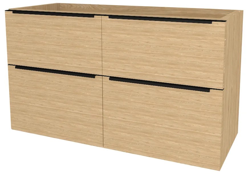 Mereo, Mereo Mailo, kúpeľňová skrinka 121 cm, čierne madlo, Multidecor, Dub olejovaný, MER-CN593SBDUO1
