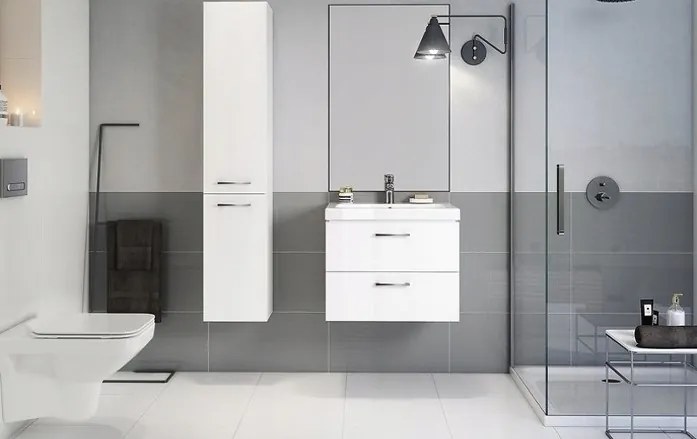 Cersanit Lara Como 80, závesná skrinka + keramické umývadlo, 794x447x460 mm, biela lesklá, S801-149-DSM