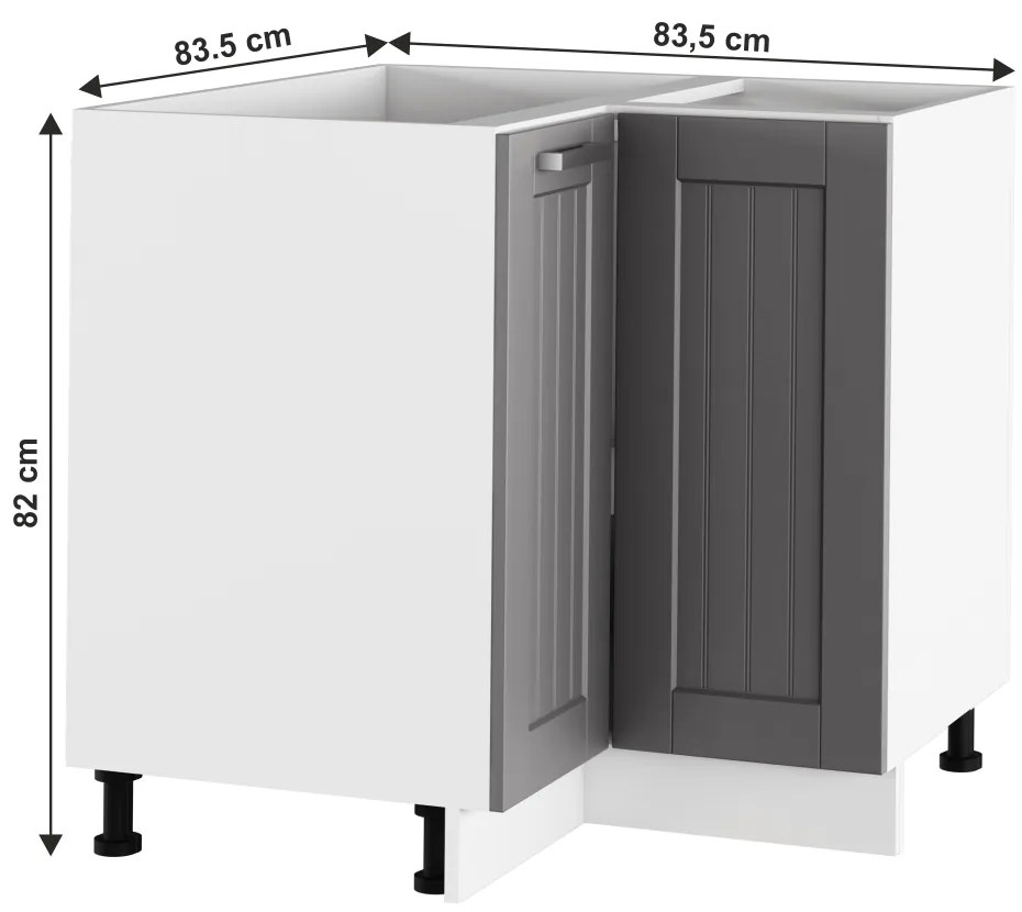 Dolná rohová kuchynská skrinka Julia Typ 62 - tmavosivá / biela