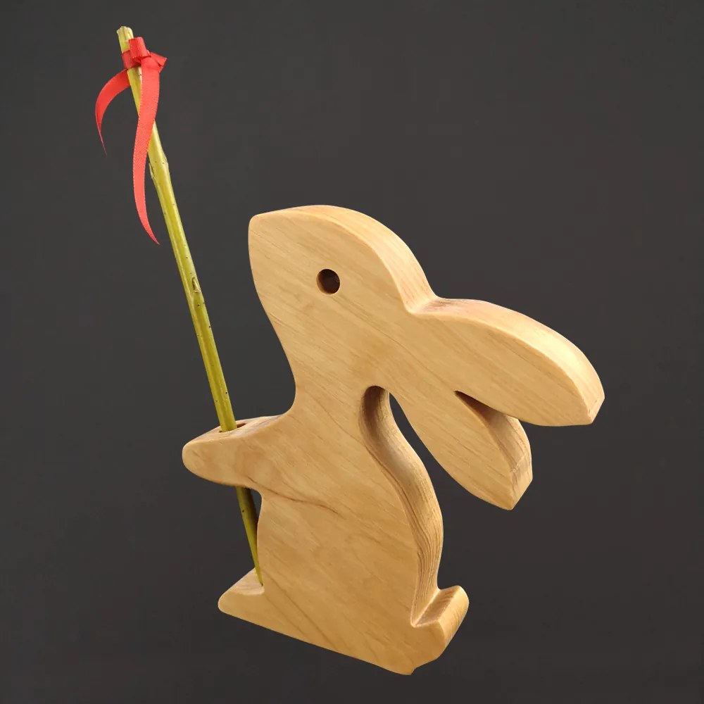 AMADEA Drevená dekorácia zajac, masívne drevo, 15 cm, český výrobok