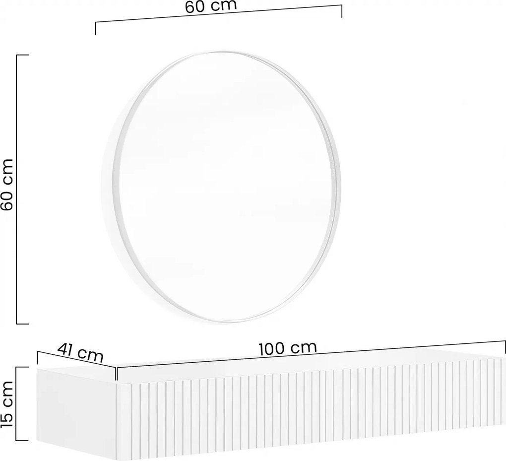 Závesný toaletný stolík Nicole so zrkadlom 60 cm - čierny mat / čierna