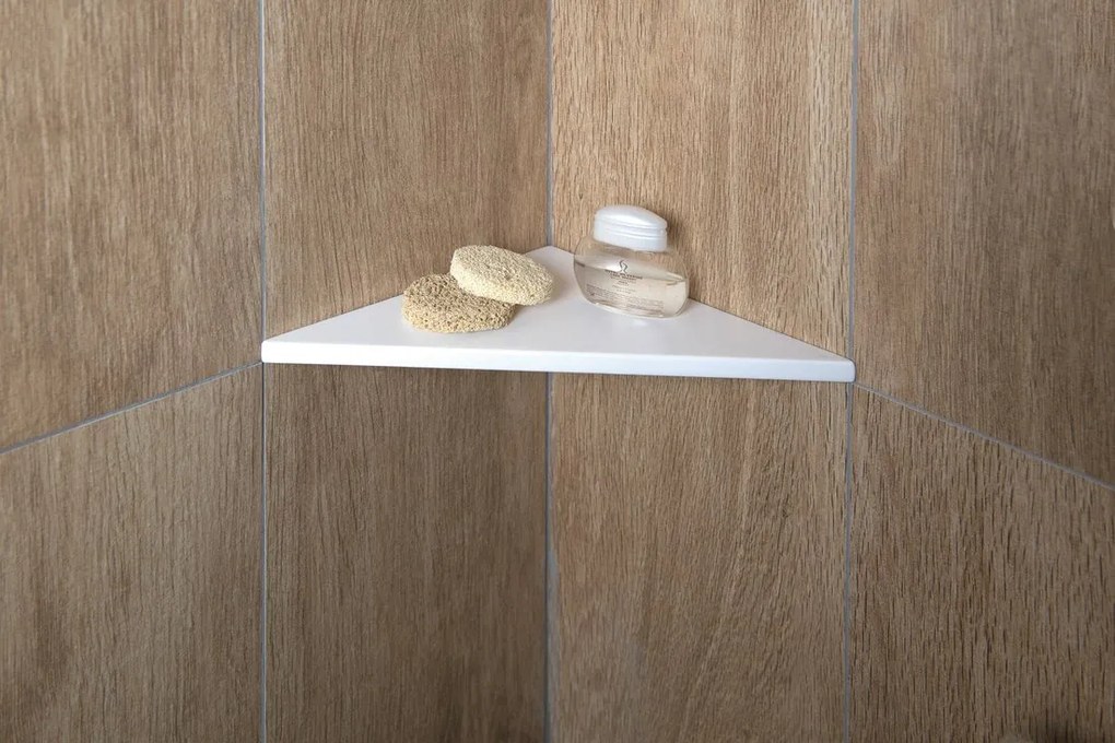Sapho Sapho, ABELINE rohová polica Rockstone 250x250mm, biela matná, AE250-0101