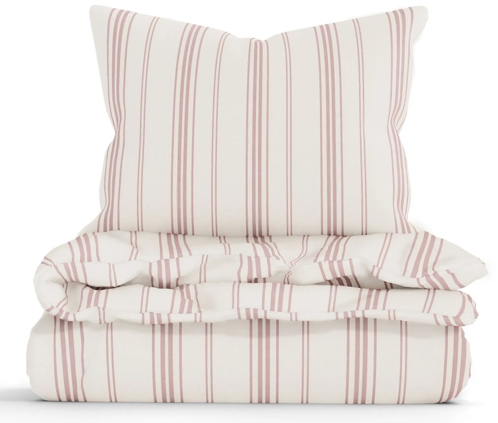 Francúzske bavlnené obliečky Natural - Prúžky červené