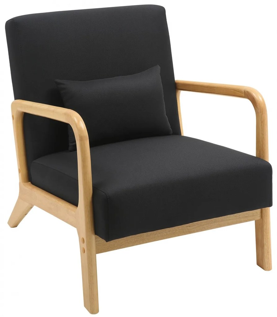 Kreslo Hibbing - látka, drevené nohy natur - Čierna