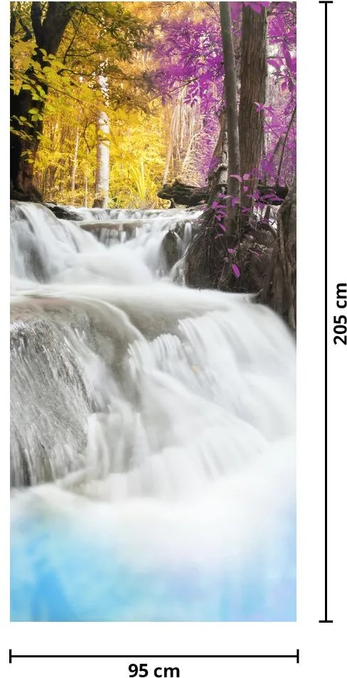 Fototapeta na dvere - Erawan, vodopád v lese (95x205cm)