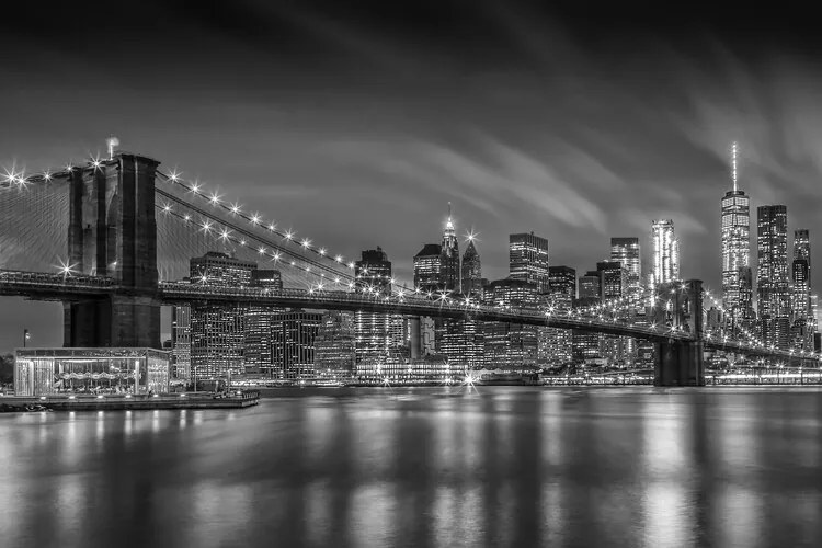 Fotografia BROOKLYN BRIDGE Nightly Impressions | Monochrome, Melanie Viola