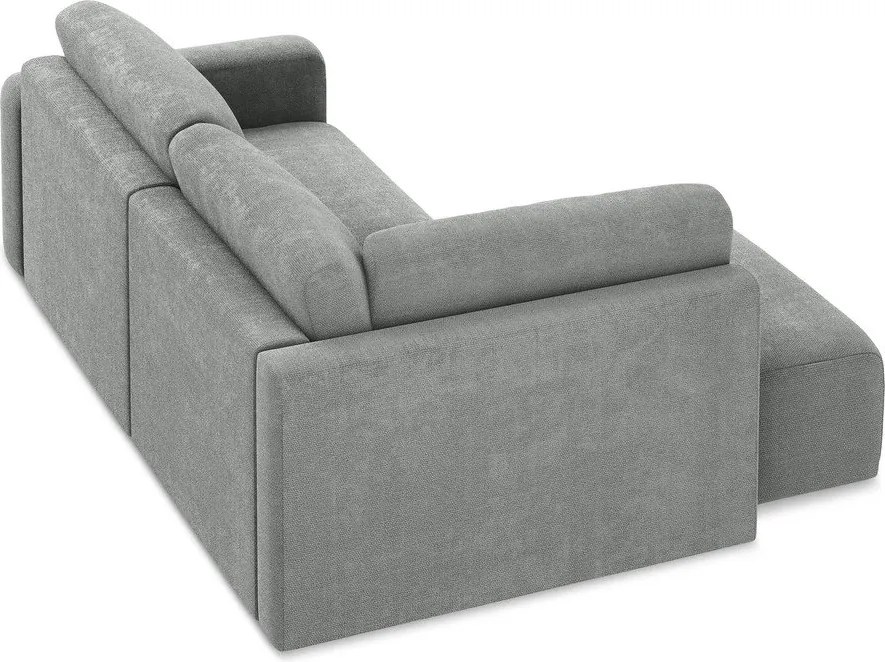 Sivá ženilková rozkladacia/s úložným priestorom rohová pohovka (ľavý roh/do L) Kona – Makamii