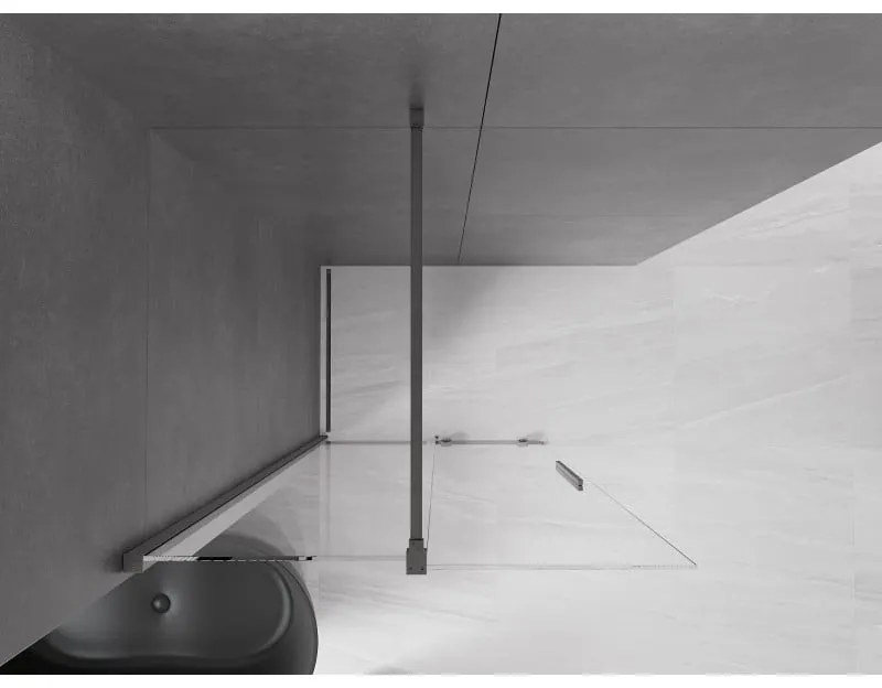 Mexen Velar, posuvné dvere do otvoru typ Walk-In 120 cm, 8mm číre sklo, grafitová matná, 871-120-000-03-66