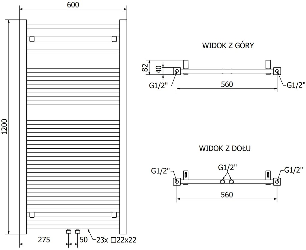 Mexen Pluton vykurovacie teleso 1200 x 600 mm, 718 W, čierna, W106-1200-600-00-70