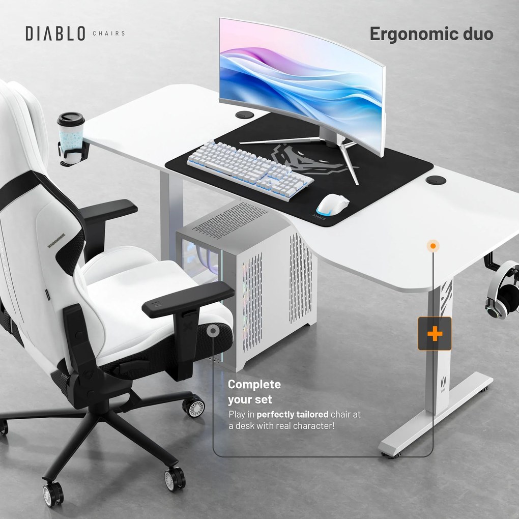 Výškovo Nastaviteľný Stôl Diablo X-Tensio 1600 Biely