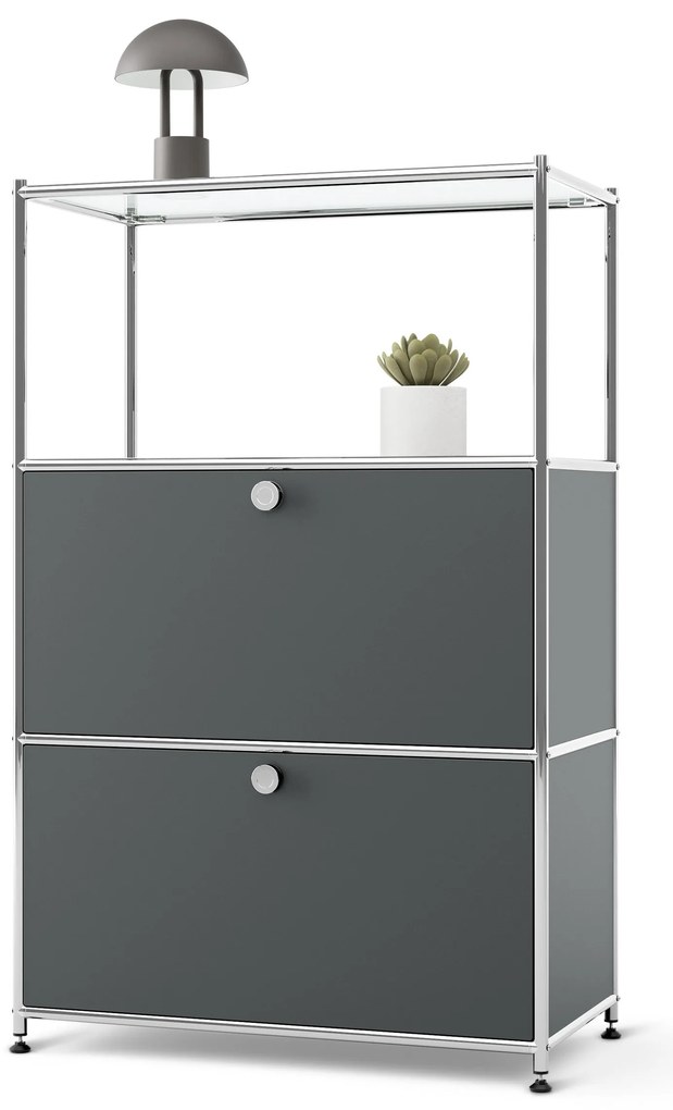 Kovová komoda »CN3« s 2 výklopnými priehradkami, sivá