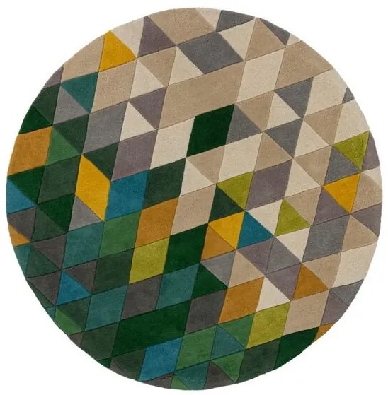 Flair Rugs koberce Ručne všívaný kusový koberec Illusion Prism Green/Multi kruh - 160x160 (priemer) kruh cm