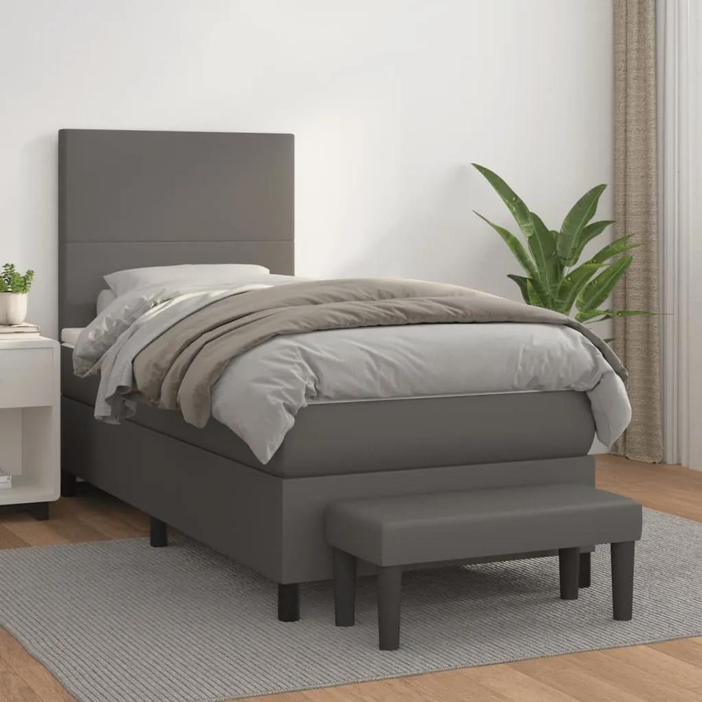 Boxspring posteľ s matracom sivá 90x200 cm umelá koža 3137525