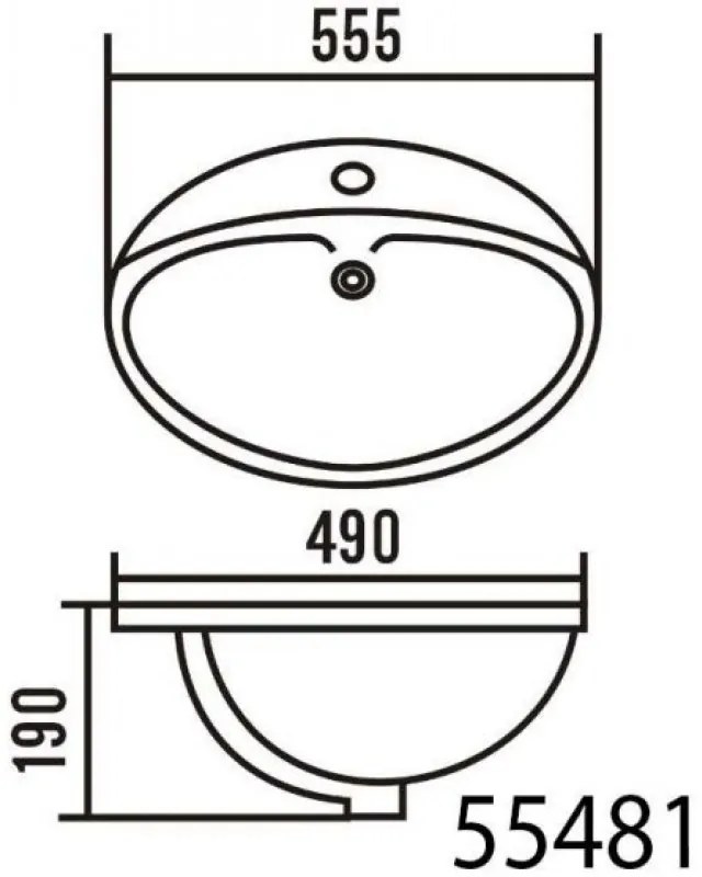 Aqualine Aqualine, keramické umývadlo na zapustenie 55x48x19 cm, keramika, biela, 55481