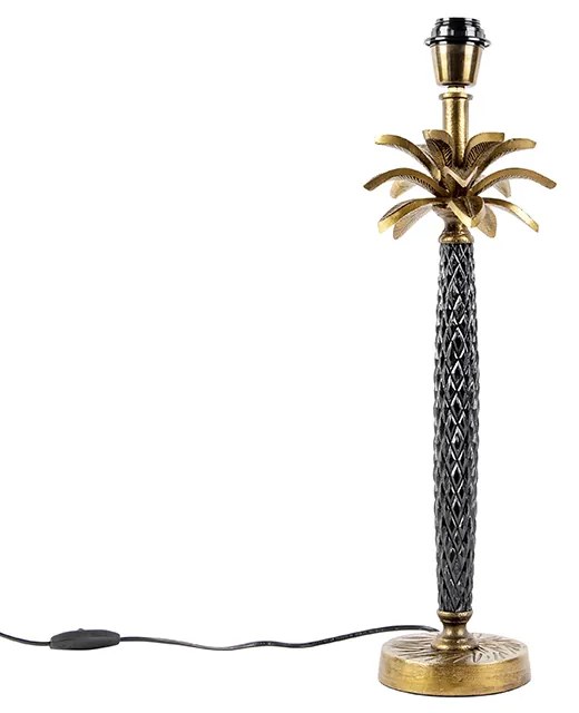 Art Deco stolná lampa bronzová s čiernou bez tienidla - Areka