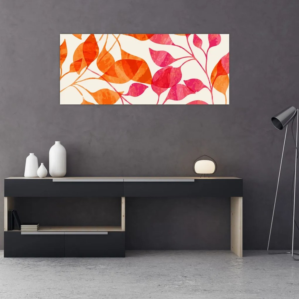 Obraz - Oranžové lístie (120x50 cm)