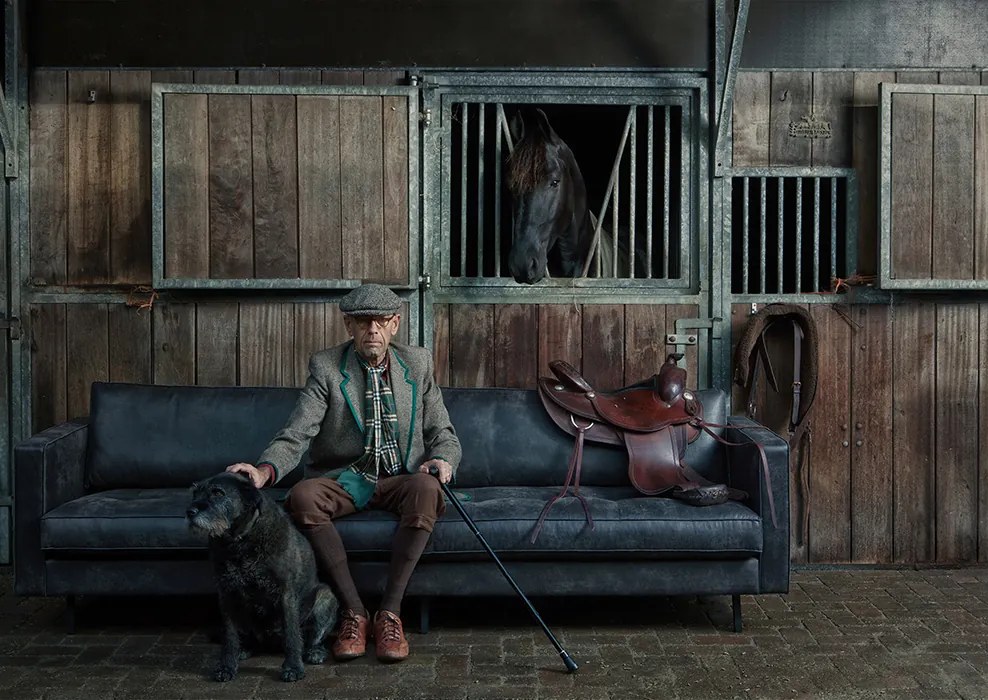 BePureHome Rodeo Classic sedačka z recyklovanej kože - Čierna