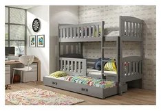 Detská poschodová posteľ KUBUS s výsuvnou posteľou 90x200 cm - grafit Ružová