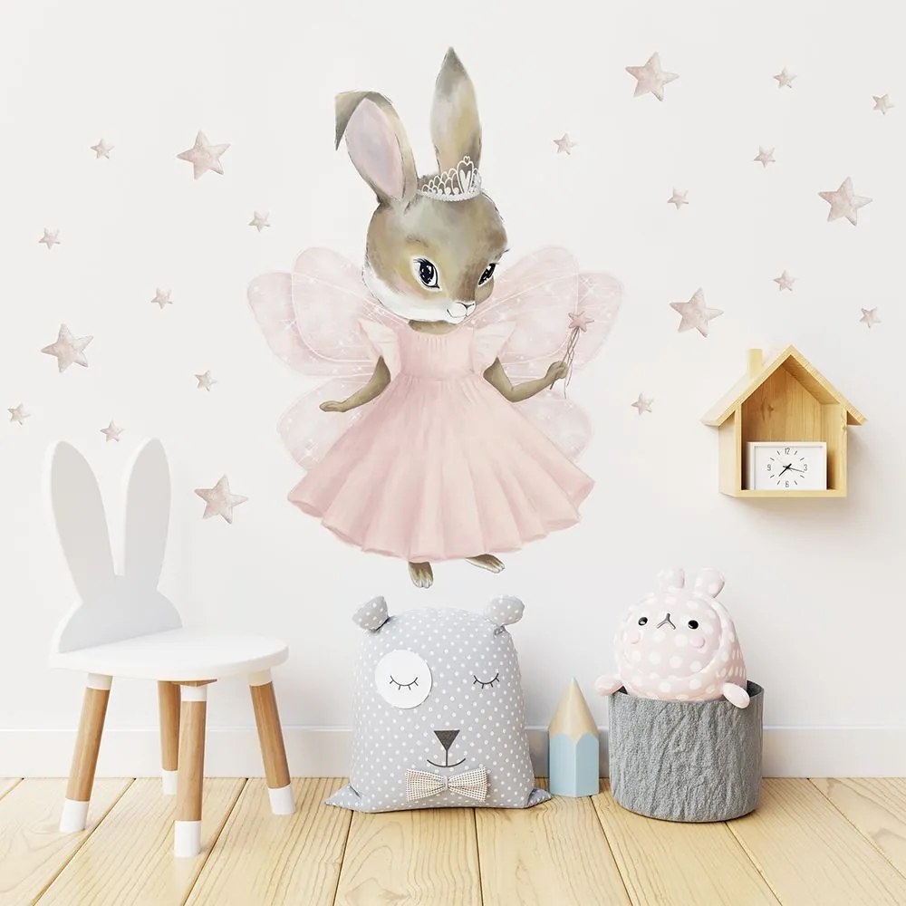 Gario Detská nálepka na stenu Pastel bunnies - zajačik víla Rozmery: XXL