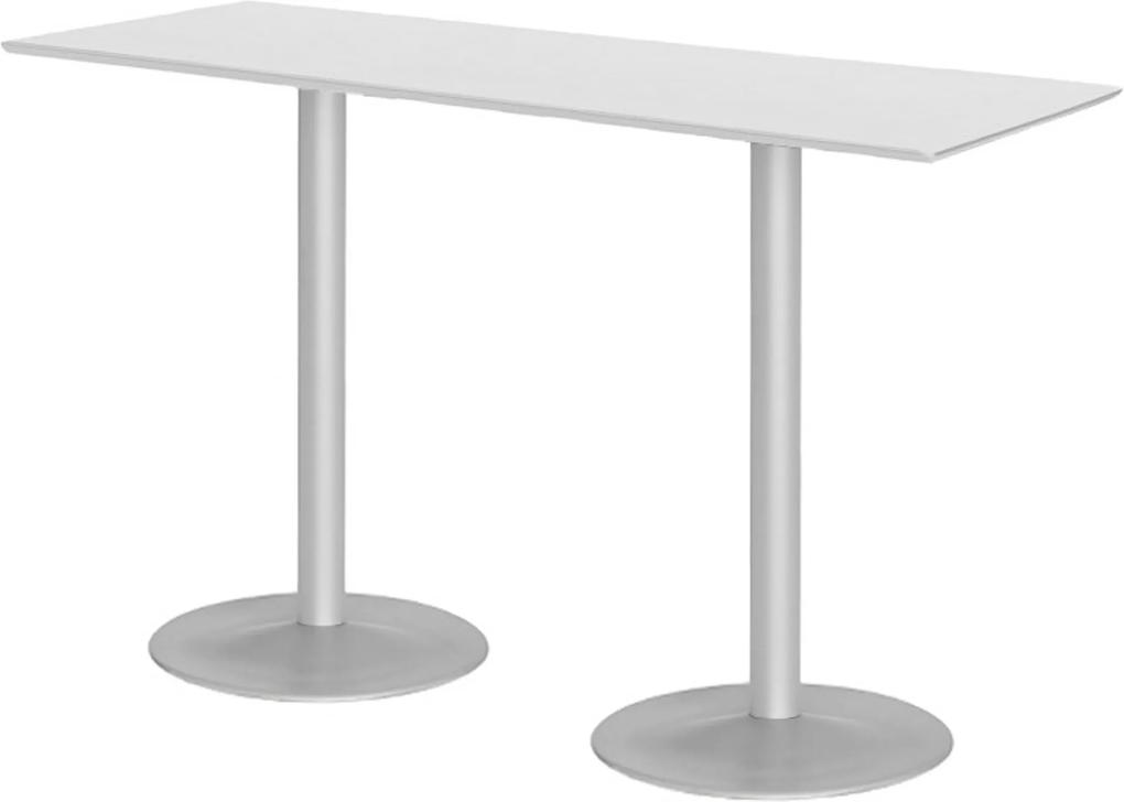Barový stôl Bianca, 1800x700 mm, biely, šedá podnož