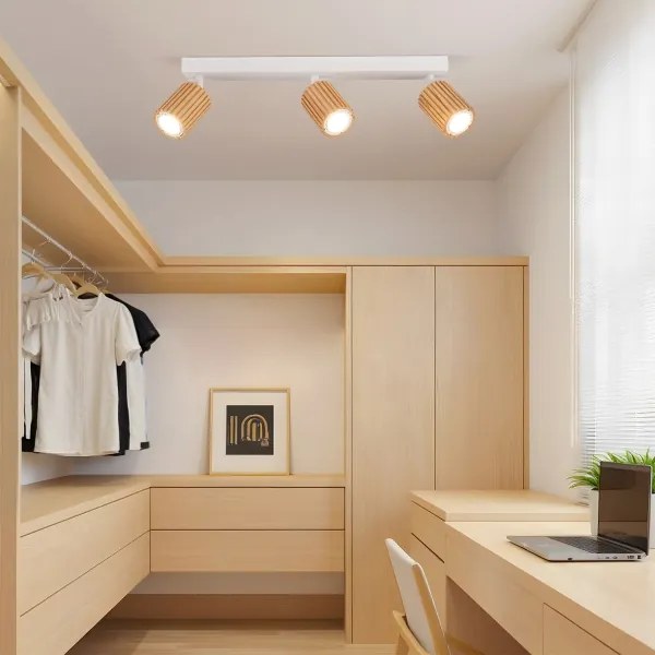 Brilagi - Bodové svietidlo MODERN WOOD 3xGU10/8W/230V kaučukovník/biela