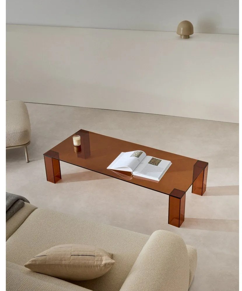 Hnedý sklenený konferenčný stolík 60x140 cm Adularia – Kave Home