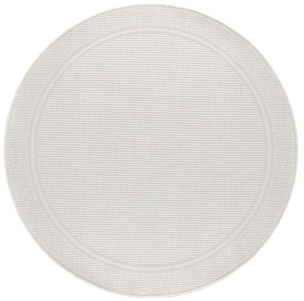 Koberec kruh TIMO 5979c SIZAL exteriérový, biely s rámom