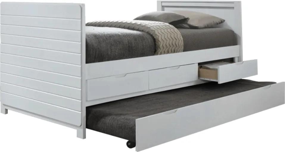 KONDELA Emira jednolôžková posteľ s prístelkou biela