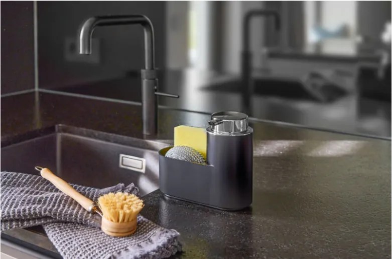 Zeller Present Dávkovač na jar s hubkou a drôtenkou, čierny plast