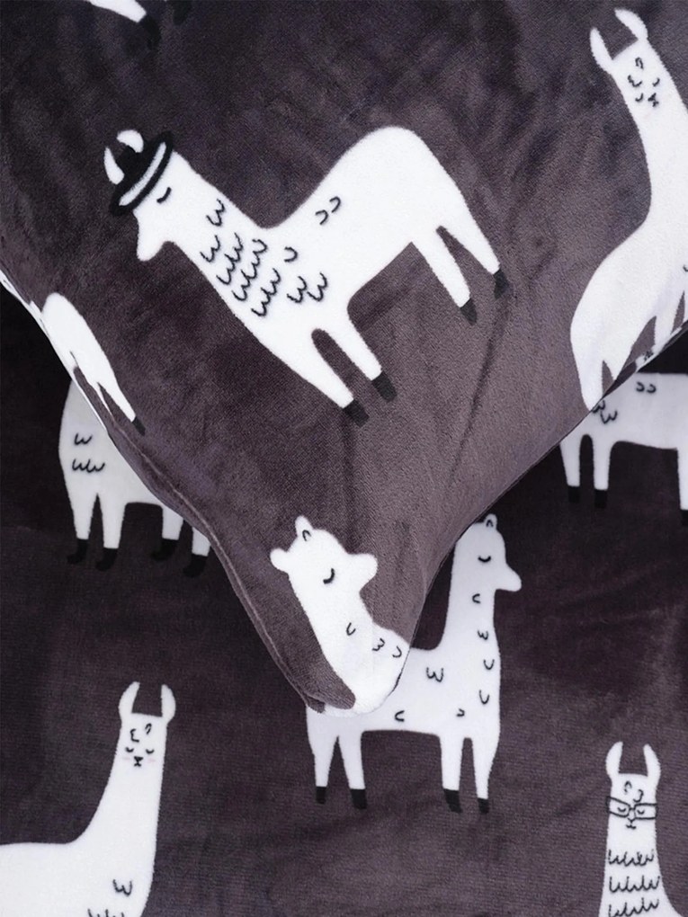 Obliečka na vankúš mikroplyš 70 × 90 cm – Lama sivé