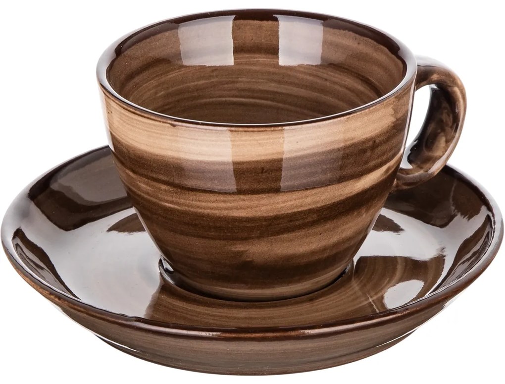 Banquet 6-dielna sada šálok s podšálkami PALAS, 90 ml, hnědá