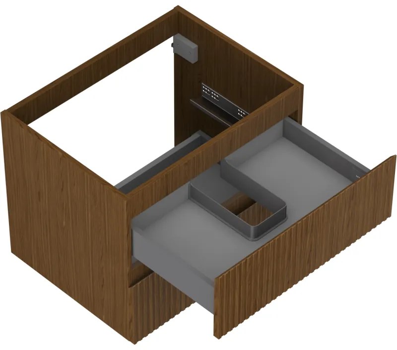 Mexen Rivel, kúpeľňová skrinka 60 cm, 2 zásuvky, drážkovaná, orech, 91A20-06047-2-BFF86