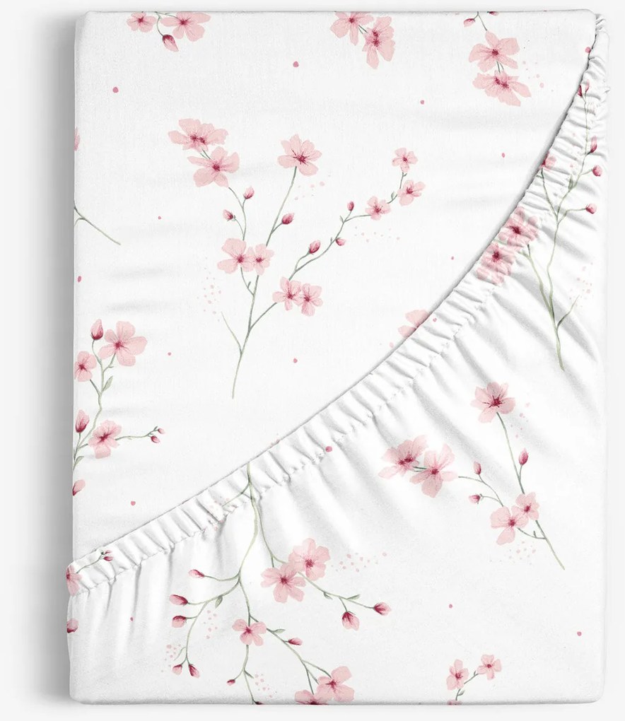 Goldea bavlnená napínacia plachta - kvitnúce sakury 90 x 200 cm