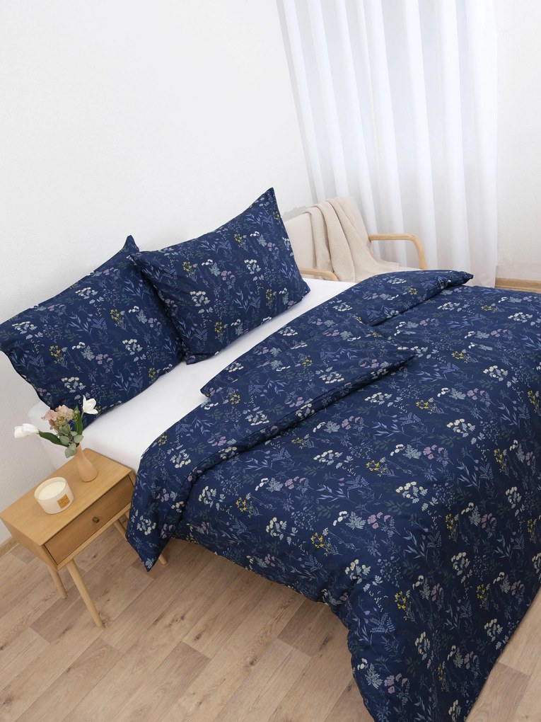 Francúzske bavlnené obliečky Renforcé - Bianca tmavo modrá