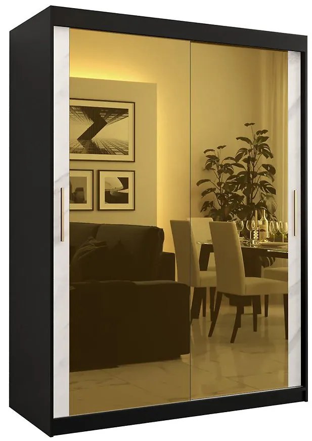 Skriňa Platinum T3 150 čierna marmur/biely