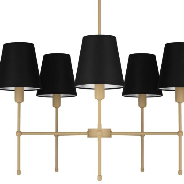 Luster na tyči MADELA 5xE14/40W/230V čierna/béžová