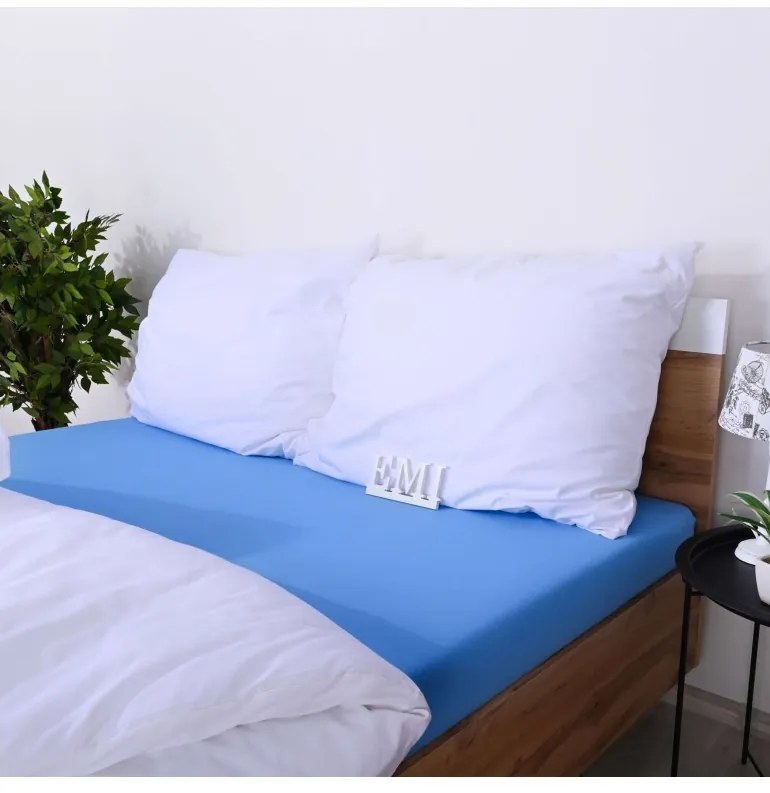 Plachta posteľná modrá jersey EMI, Detská plachta 60x120