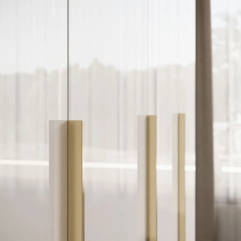 ŠATNÍKOVÁ SKRIŇA NESSIE BIELÝ LESK 4D ZLATÉ ÚCHYTKY