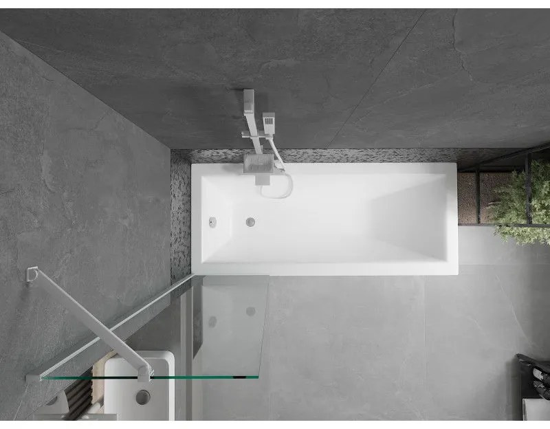 Mexen Next, vaňová zástena 1-krídlová 50 x 150 cm, fixné krídlo, 6 mm číre sklo, biely profil, 895-050-000-00-00-20