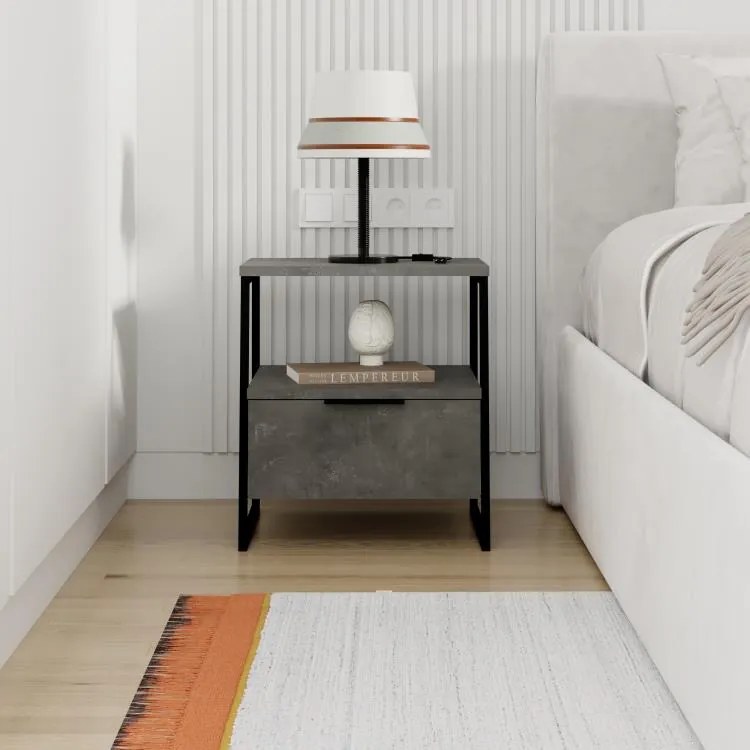 Nočný stolík Houseland Pal retro sivý