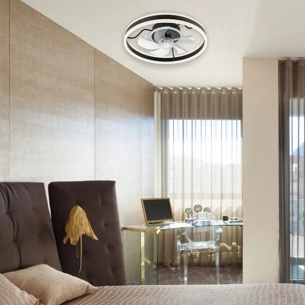 LED Stropné svietidlo s ventilátorom APOLLO LED/38W/230V čierna + DO