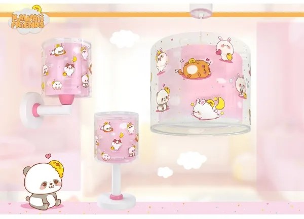 Dalber 41769S - Detská nástenná lampa KAWAII FRIENDS 1xE27/15W/230V ružová