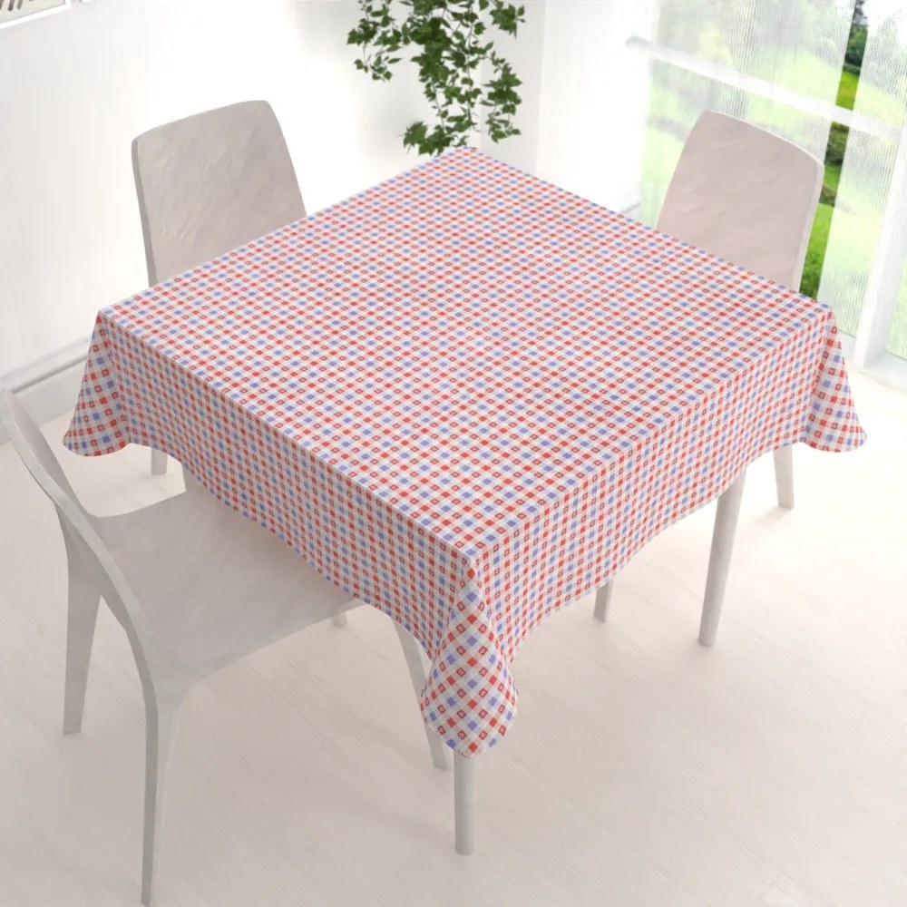 Biante Dekoračný štvorcový obrus Leona LN-028 Červeno-modré káro 80x80 cm