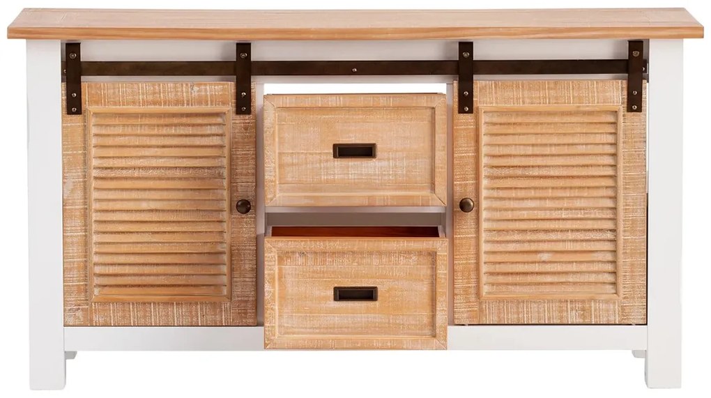 furniture-nabytek.cz - Masivní skříňka pod umyvadlo Capera z borovice a MDF, lakovaná, bílá a hnědá – 140×45×75 cm