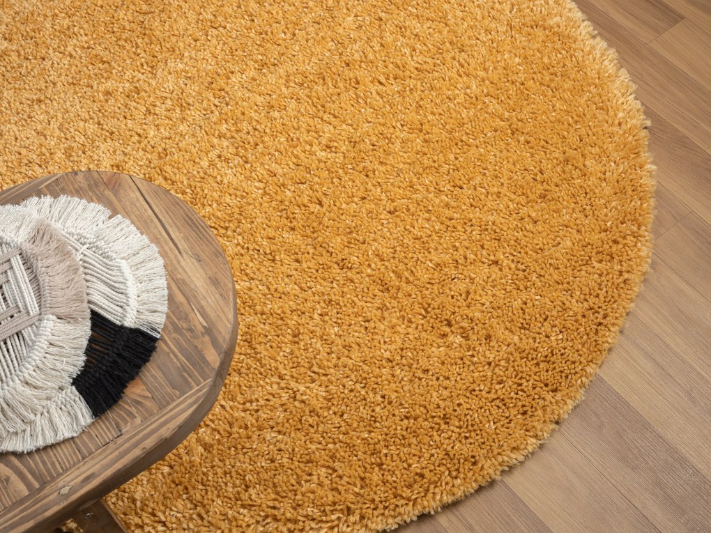 Kusový koberec My Shaggy goldgelb kruh, 120x120 (priemer) kruh, žltá, chodba / predsieň, My Flair