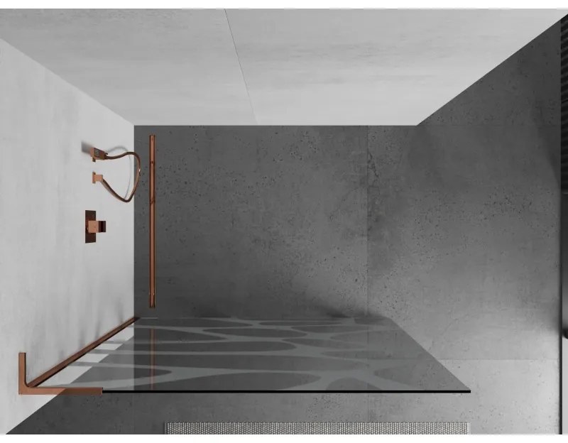 Mexen Kioto L, sprchová zástena Walk-In 70 x 200 cm, 8mm číre sklo biely vzor, ružové zlato profil, 800-070-103-60-97