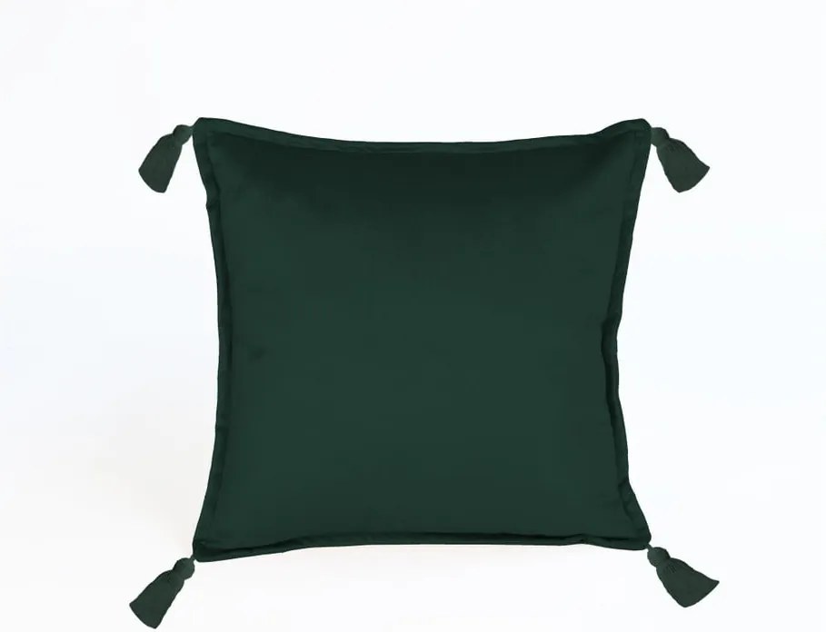 Zelená dekoratívna obliečka na vankúš Velvet Atelier Pompos, 45 × 45 cm