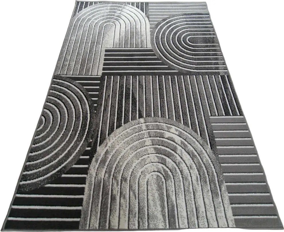 HU Sivý geometrický obdĺžnikový koberec NEW IDEA 90141-0433 Rozmer: 60x110 cm