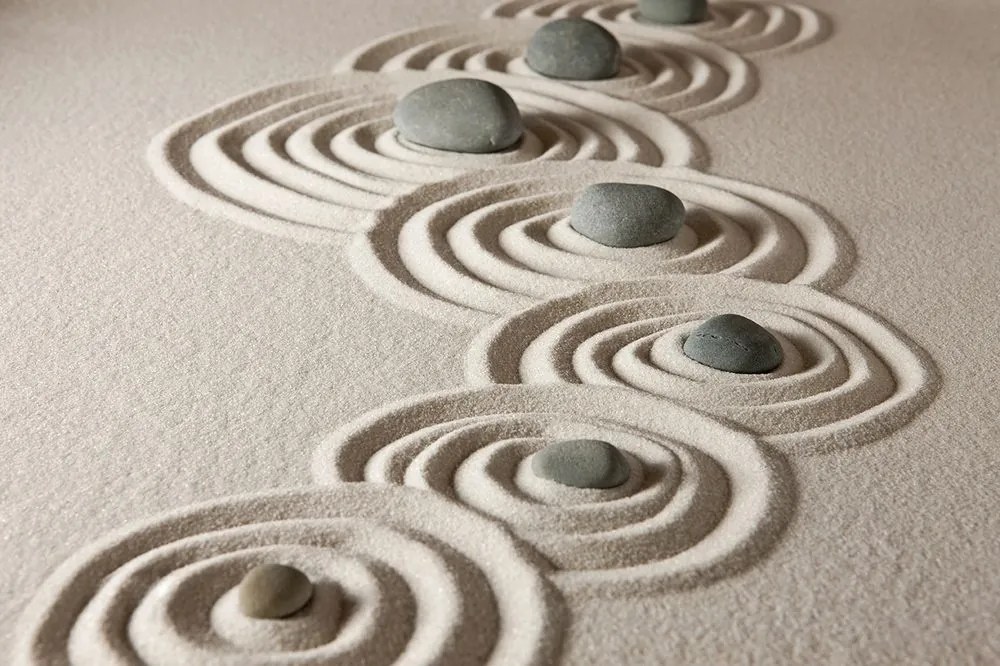 Fototapeta kamene v piesočnatých kruhoch - 150x100