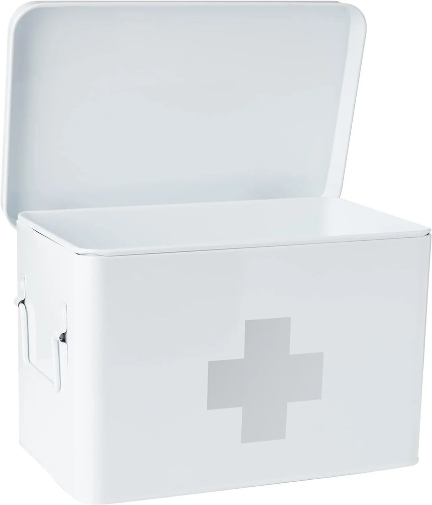 Lekárnička, kovový box na lieky, 2v1, biela MEDICINE XL 32 x 20 x 21
